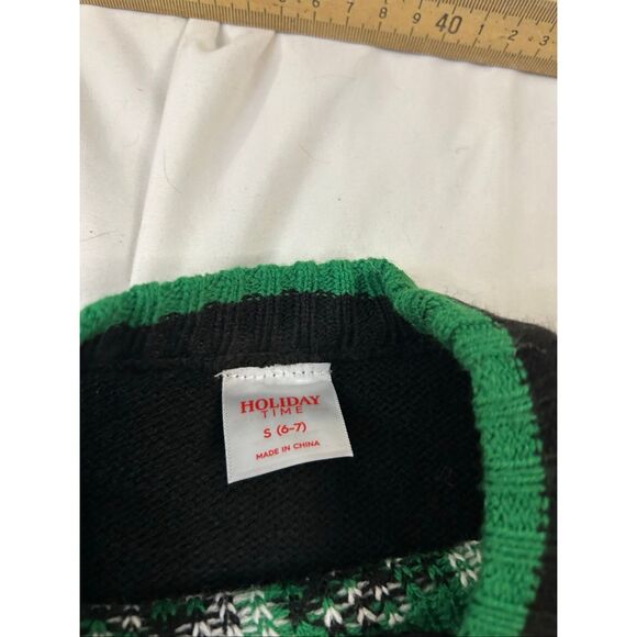 Holiday Time Kids Christmas sweater size 6/7 youth new Black with Snowmen - Picture 5 of 8